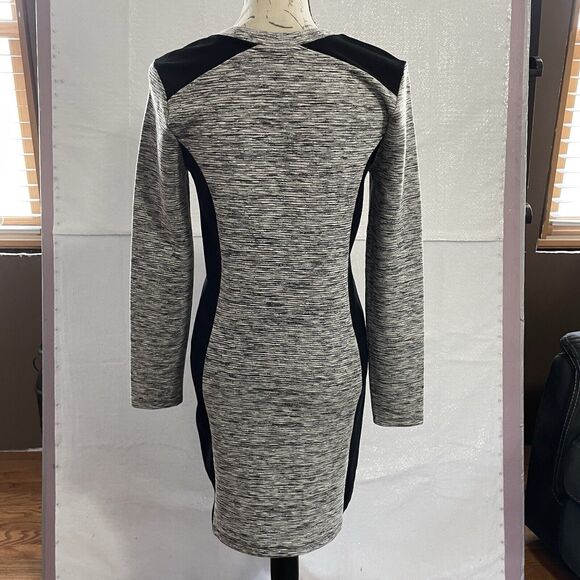 Athleta Dress Size Small Gray Black Color-block OMEGA Long Sleeve Bodycon Knit - Picture 4 of 10